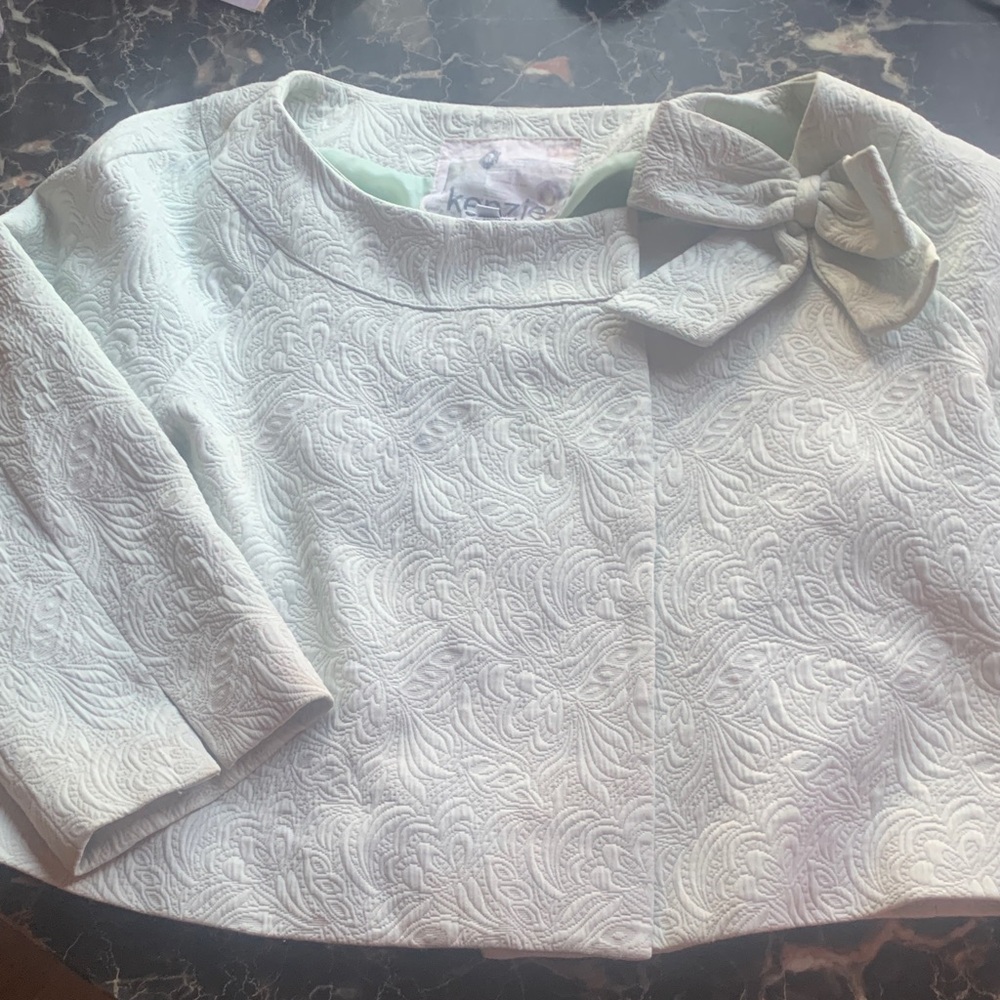 Kenzie Textured Jacket in Mint and Cream